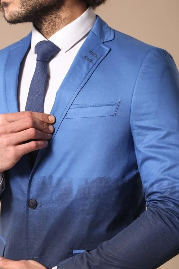 Slim Fit Cotton Blue Blazer - Wessi sold by Wessi product image thumbnail 2