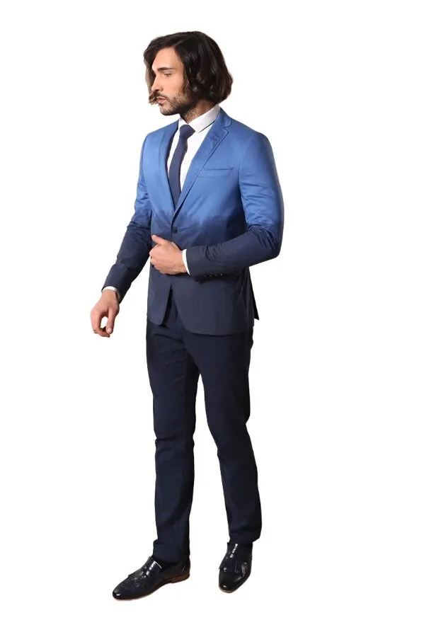 Slim Fit Cotton Blue Blazer - Wessi sold by Wessi product image thumbnail 3