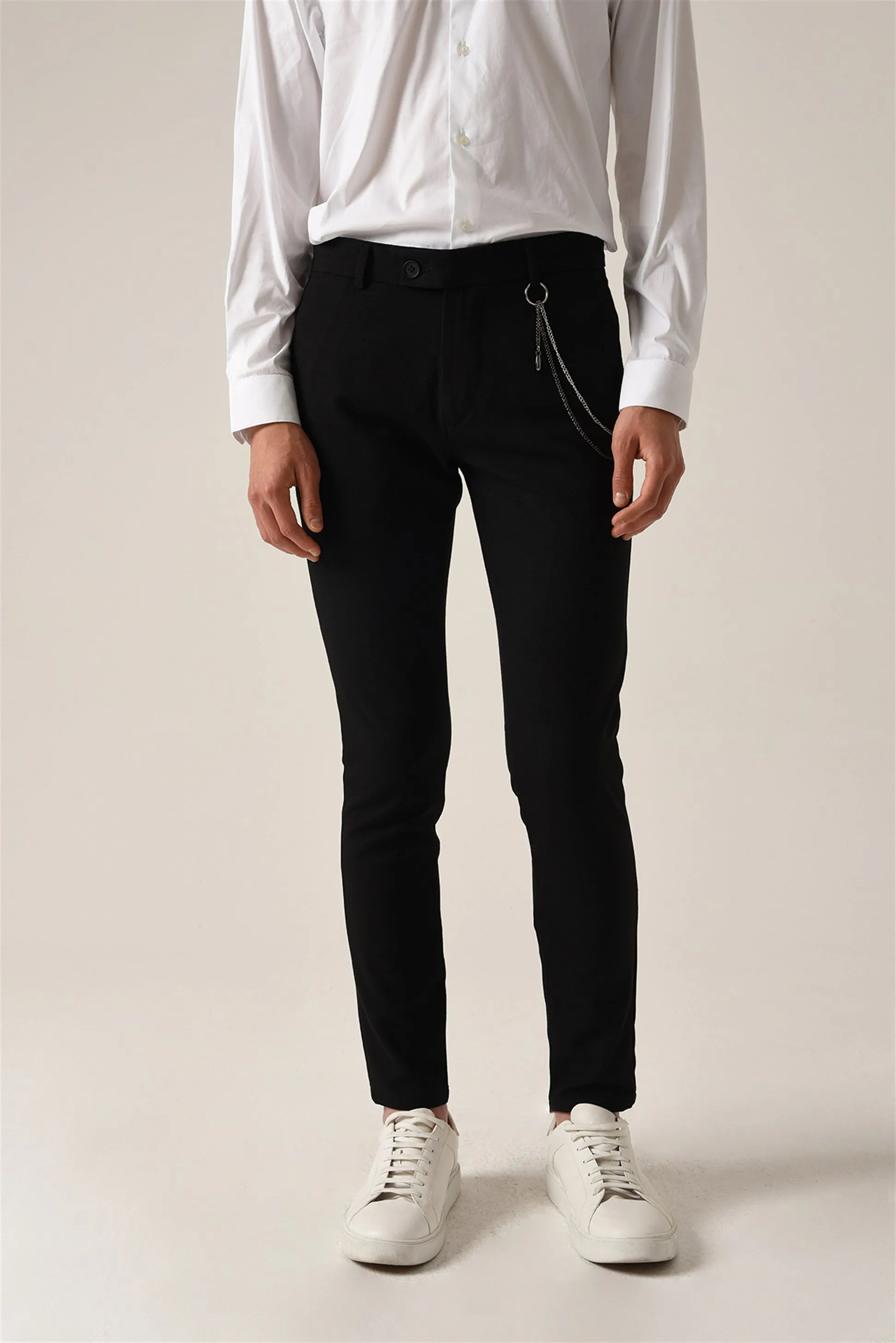 Men's Black Accessory Detail Slim Fit Trousers - Wessi sold by Wessi product image thumbnail 2