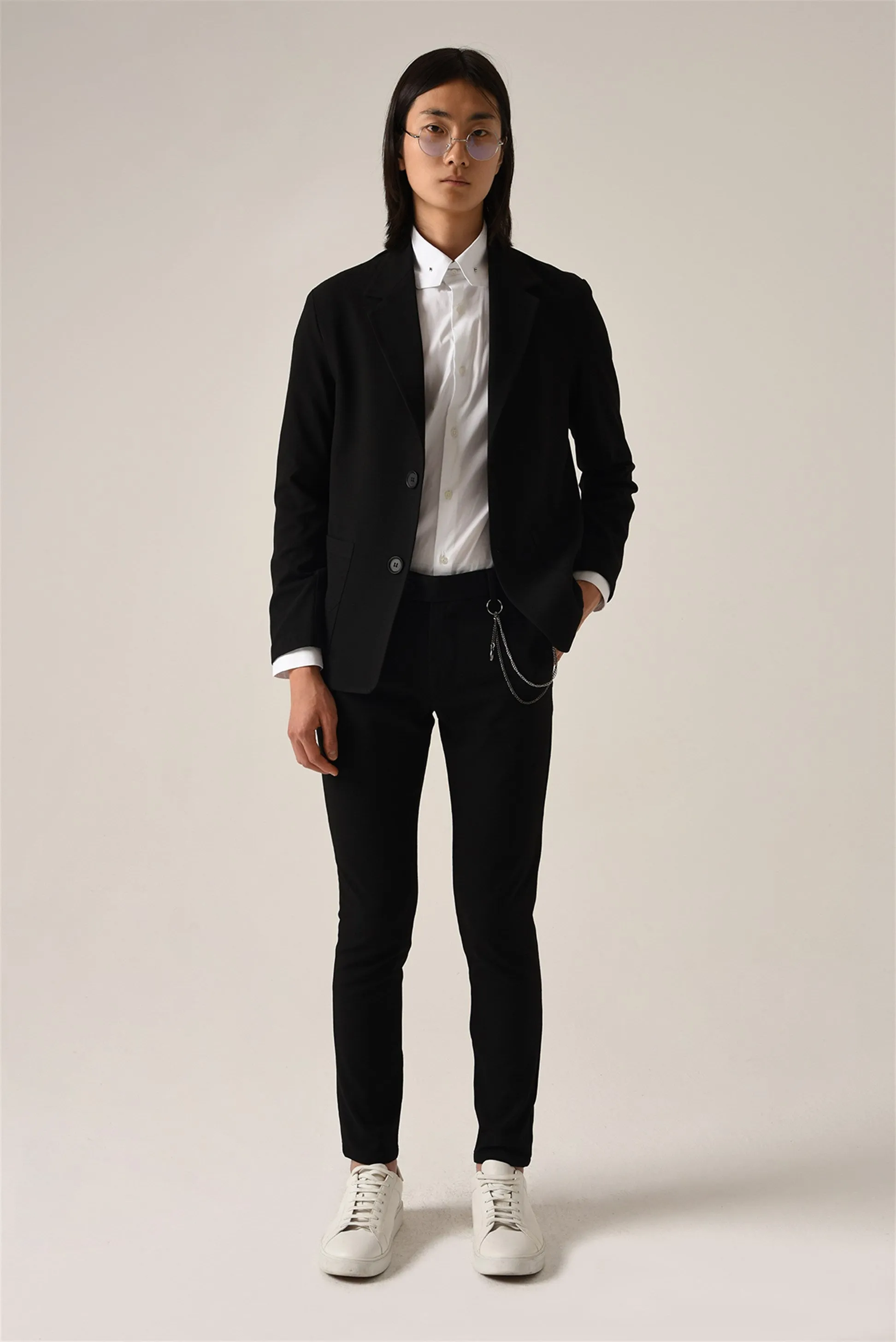 Men's Black Accessory Detail Slim Fit Trousers - Wessi sold by Wessi