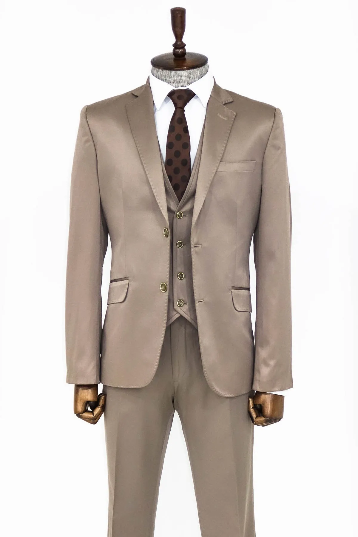Plain Vested Light Brown Men Suit - Wessi sold by Wessi product image thumbnail 4