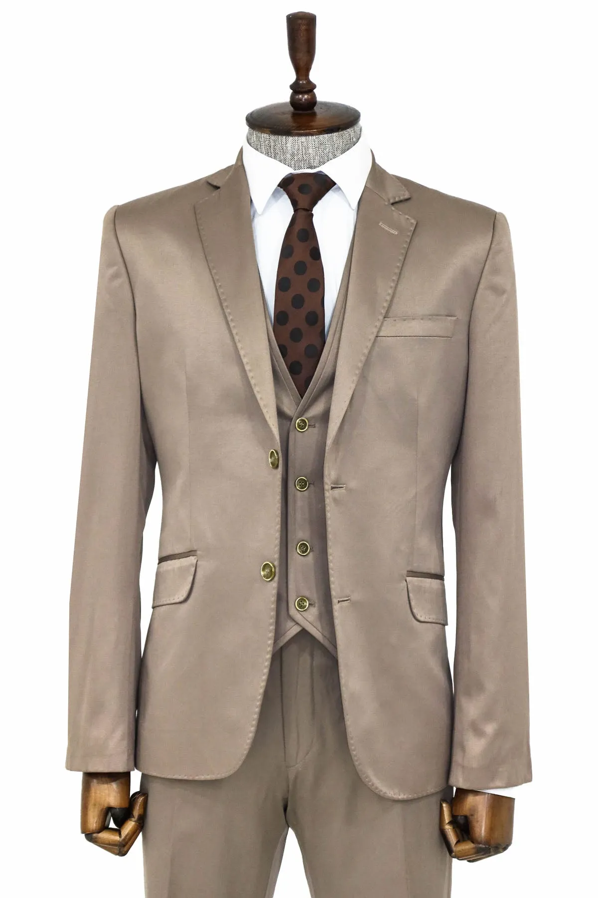 Plain Vested Light Brown Men Suit - Wessi sold by Wessi