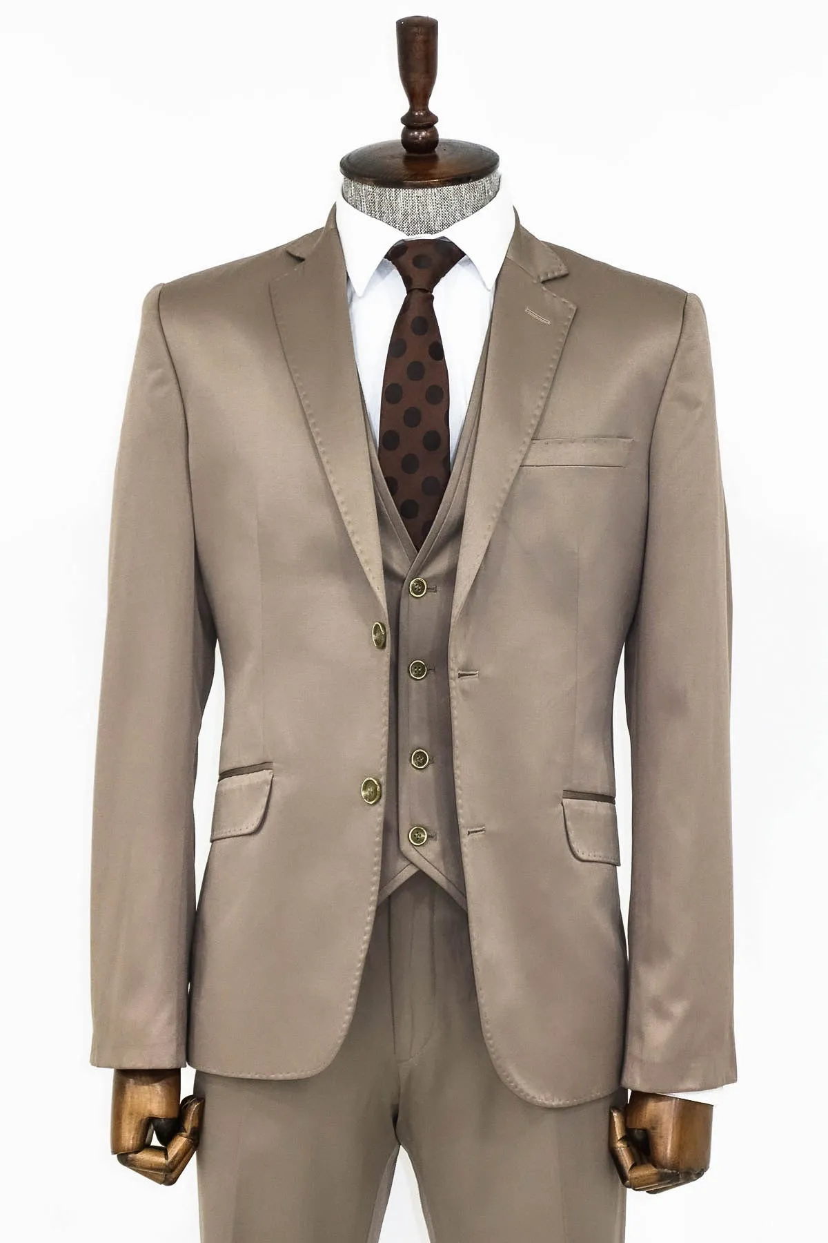 Plain Vested Light Brown Men Suit - Wessi sold by Wessi product image thumbnail 3