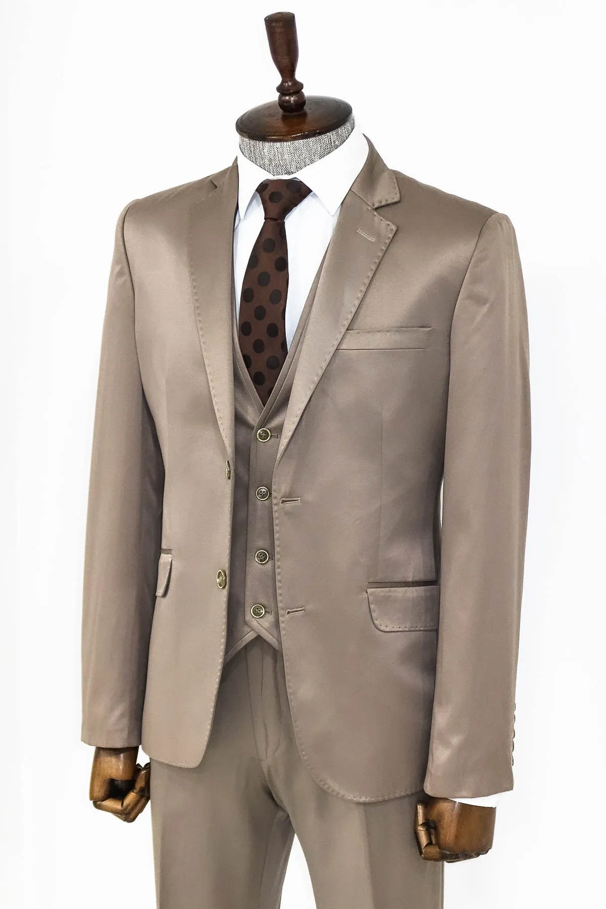 Plain Vested Light Brown Men Suit - Wessi sold by Wessi product image thumbnail 5