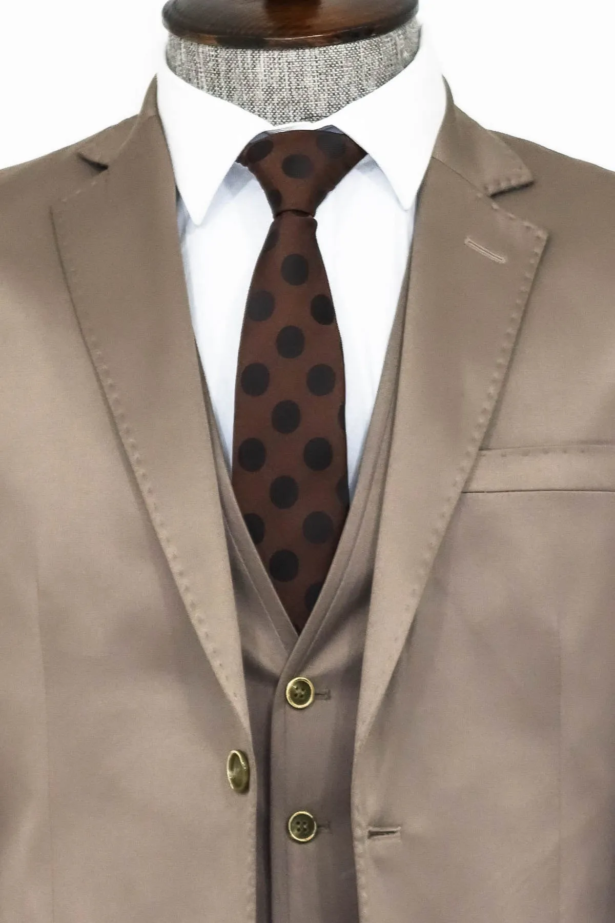 Plain Vested Light Brown Men Suit - Wessi sold by Wessi product image thumbnail 2