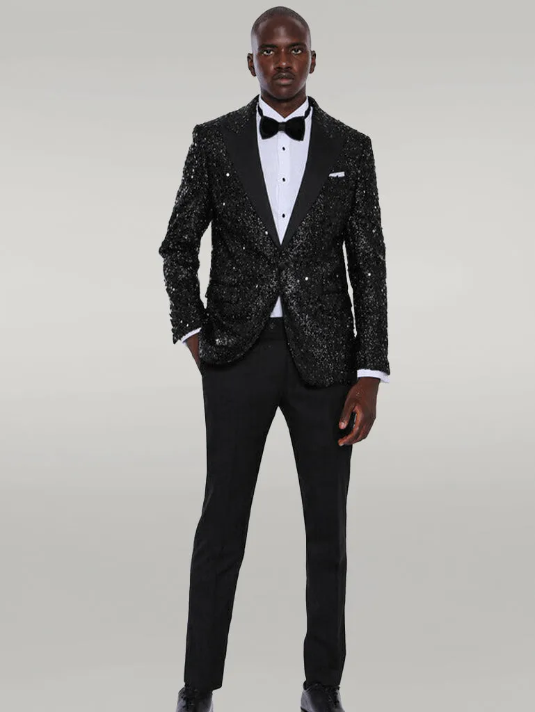 Sequin Patterned Black Party Blazer | Wessi sold by Wessi product image thumbnail 2