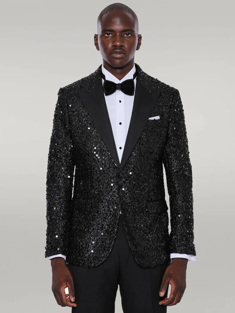 Sequin Patterned Black Party Blazer | Wessi sold by Wessi product image thumbnail 5