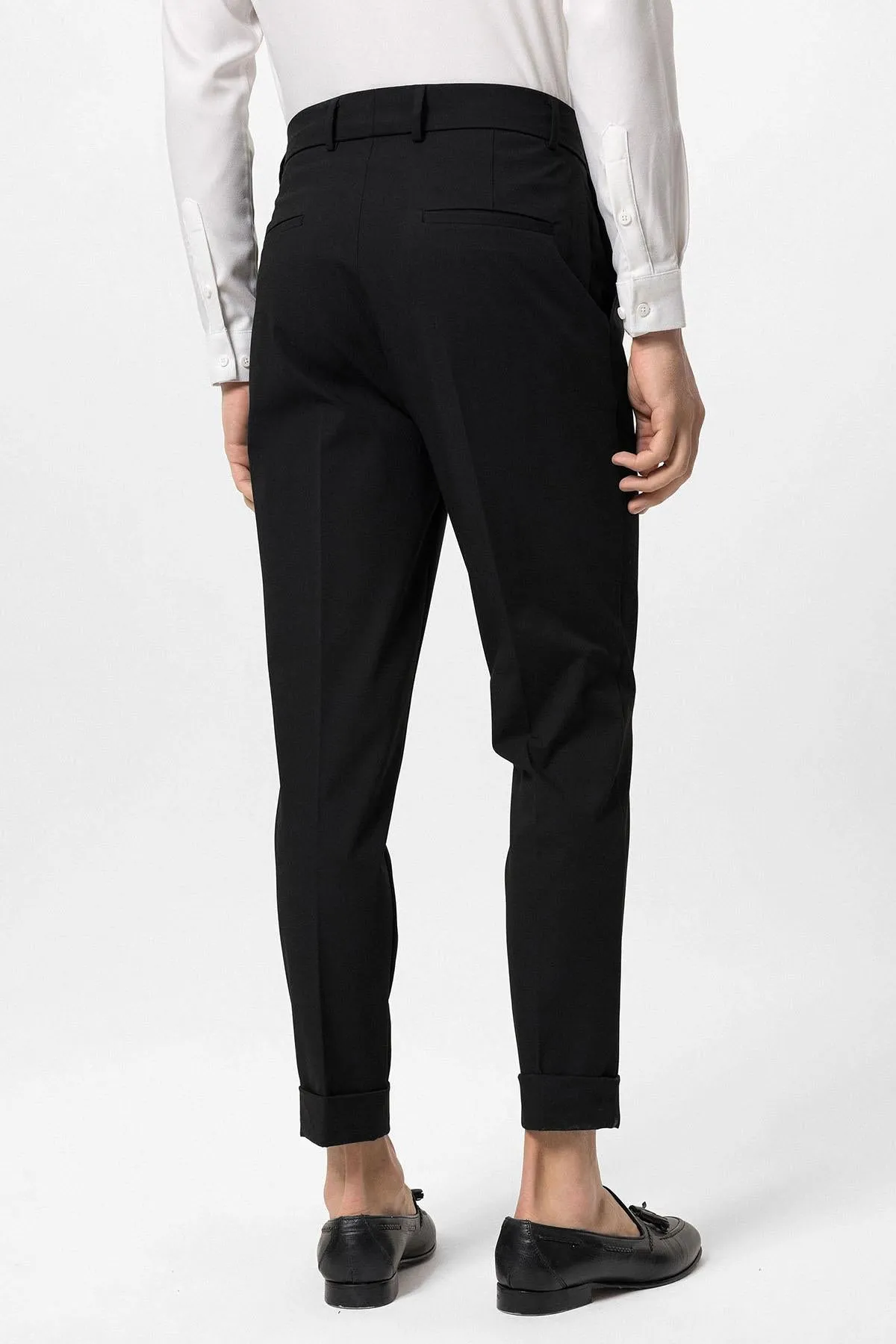 Men's Black High Waist Button Closure Trousers - Wessi sold by Wessi product image thumbnail 5