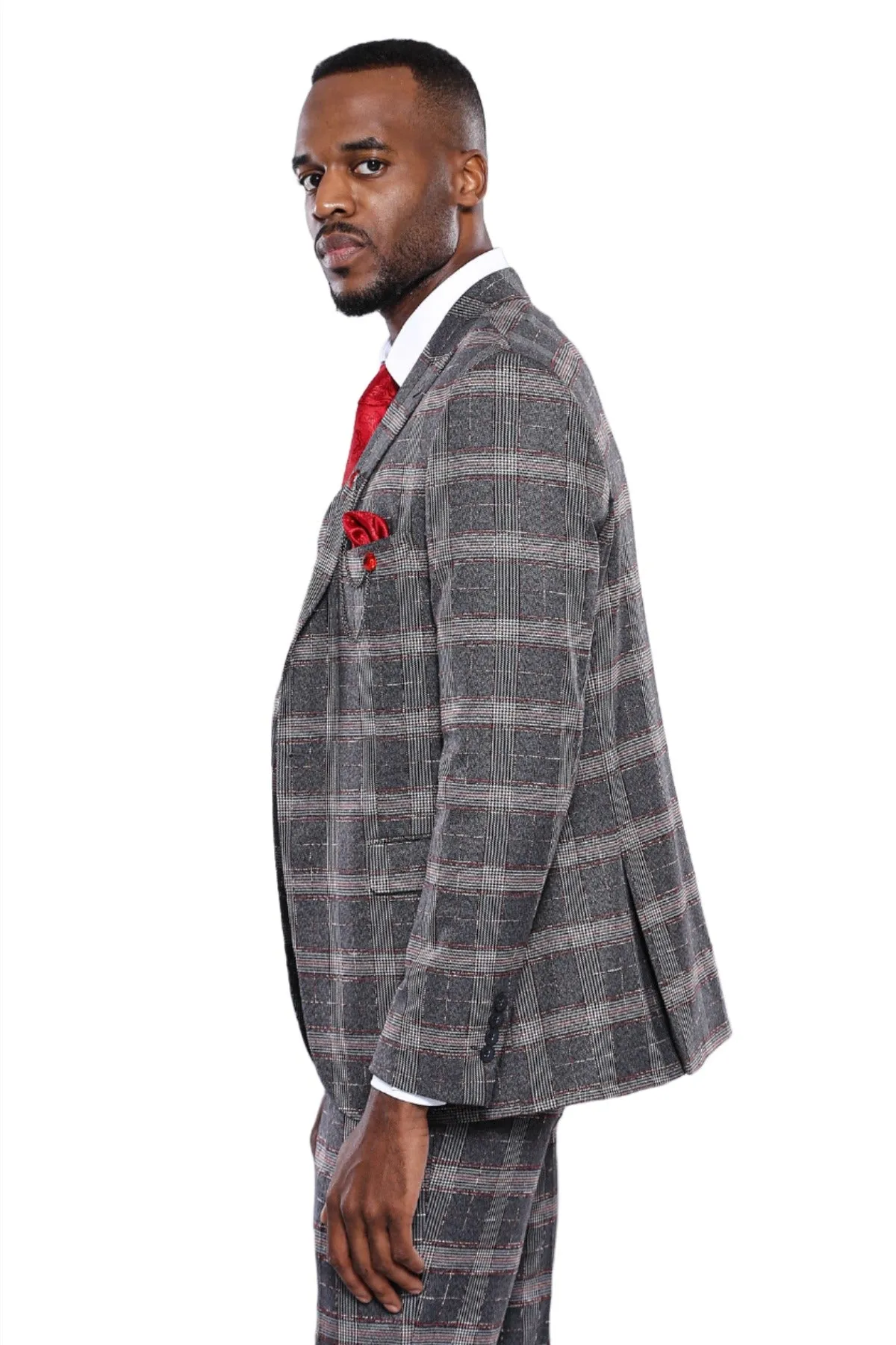 Checked Slim-Fit Grey Men Blazer - Wessi sold by Wessi product image thumbnail 3