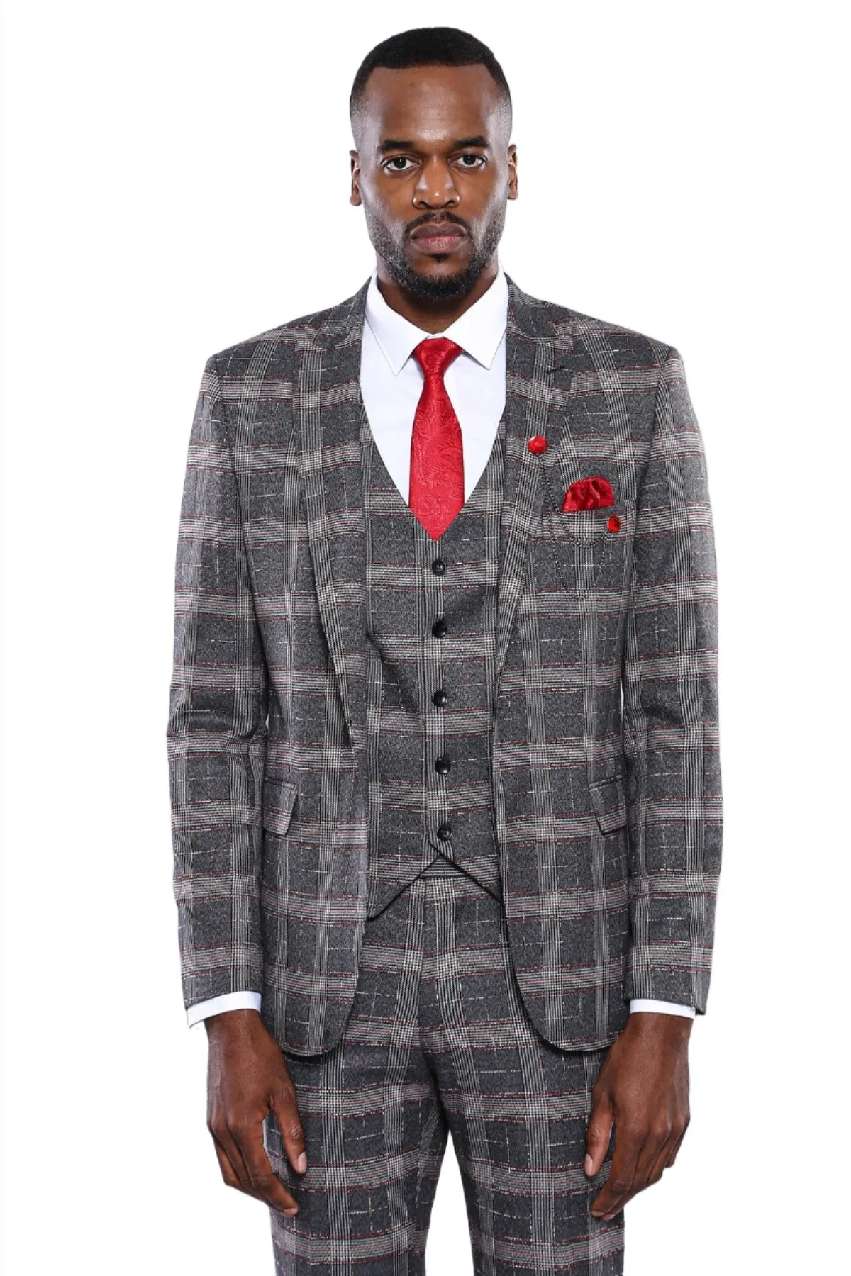 Checked Slim-Fit Grey Men Blazer - Wessi sold by Wessi product image thumbnail 5