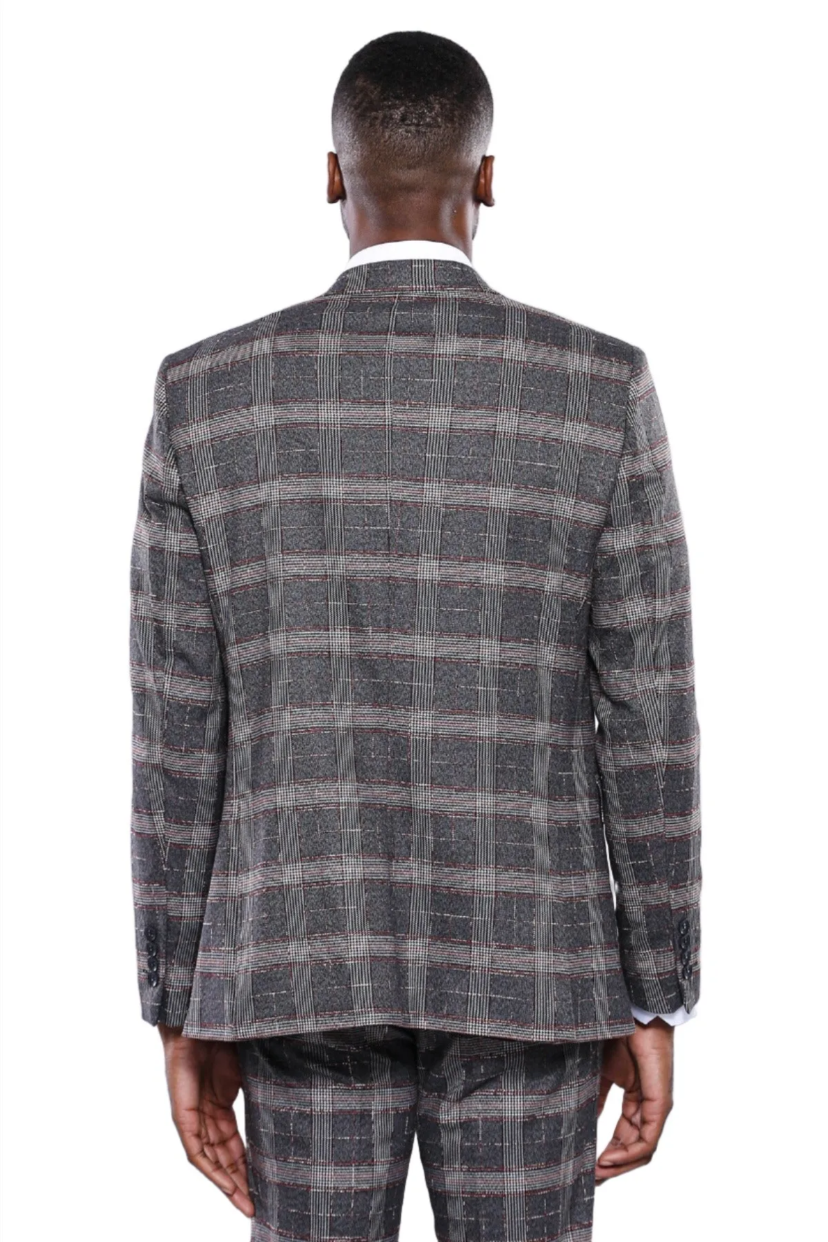 Checked Slim-Fit Grey Men Blazer - Wessi sold by Wessi product image thumbnail 4