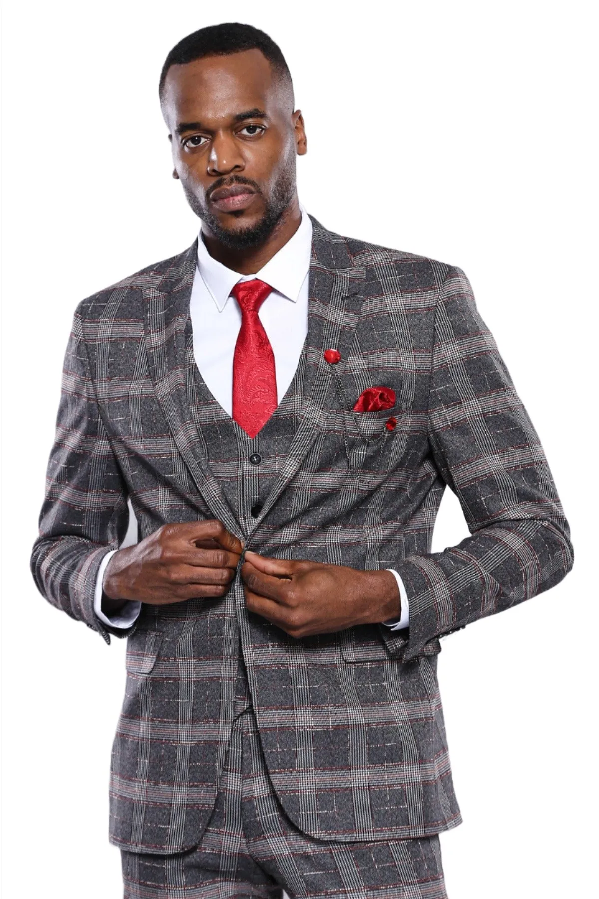 Checked Slim-Fit Grey Men Blazer - Wessi sold by Wessi
