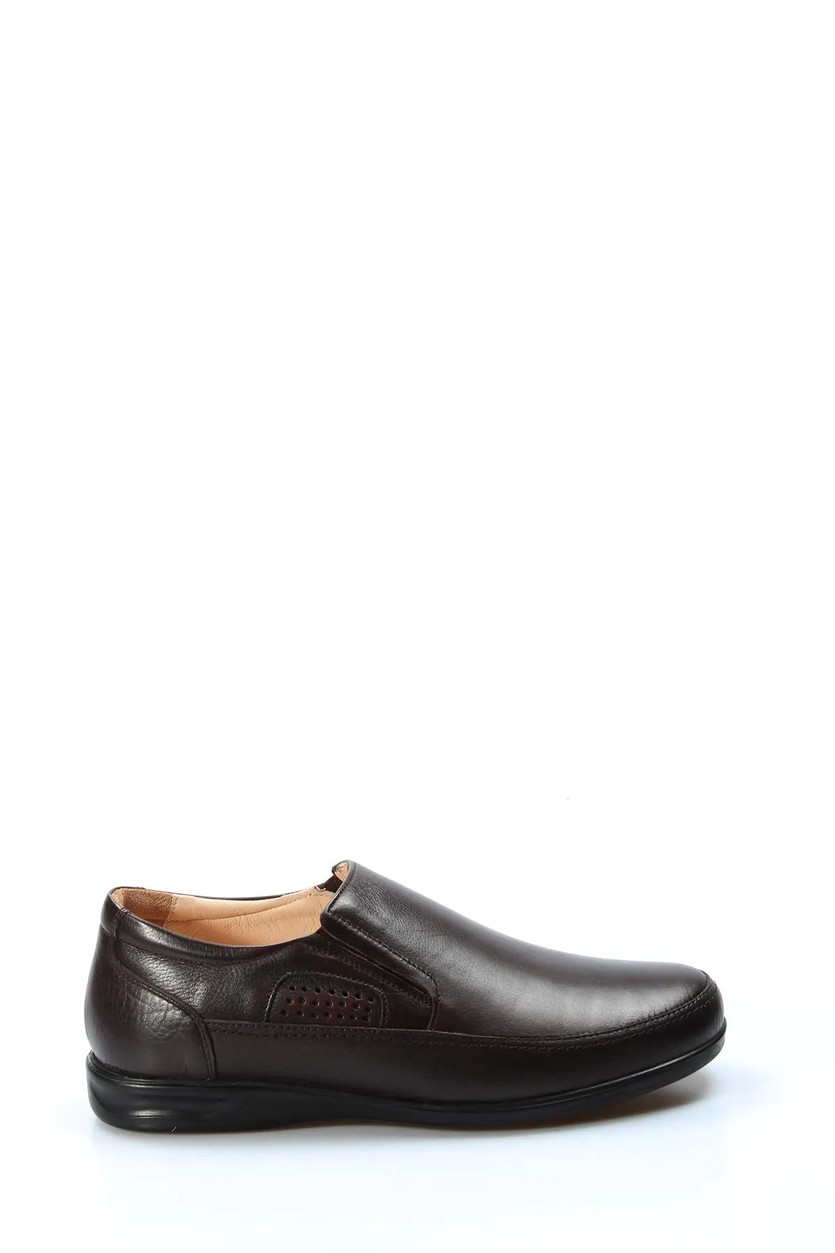 Men's Brown Leather Slip-On Loafers with Perforated Detailing - Wessi sold by Wessi