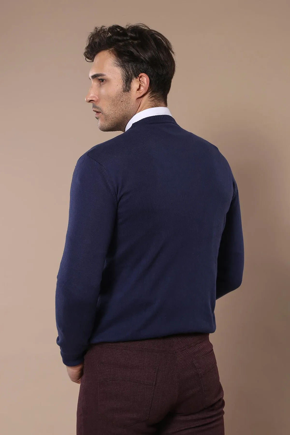 Circle Collar Navy Blue Sweater - Wessi sold by Wessi product image thumbnail 4