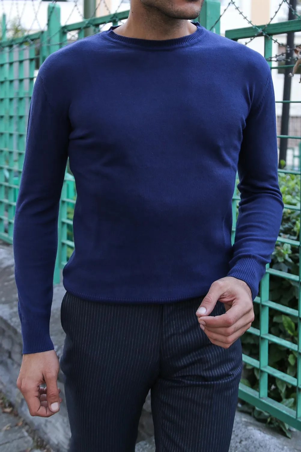 Circle Collar Navy Blue Sweater - Wessi sold by Wessi product image thumbnail 5