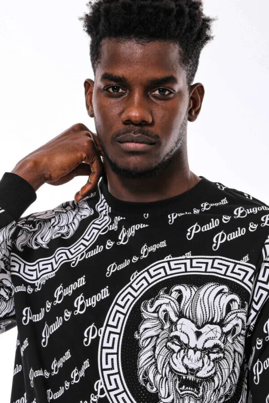 Slim Fit Patterned Black Sweatshirt - Wessi sold by Wessi