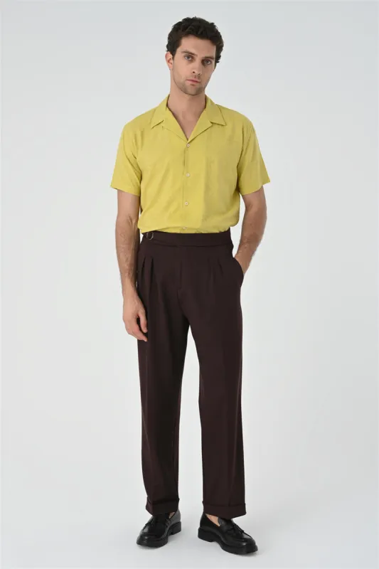 Saffron Knitted Patterned Men's Shirt with Camp Collar - Wessi sold by Wessi