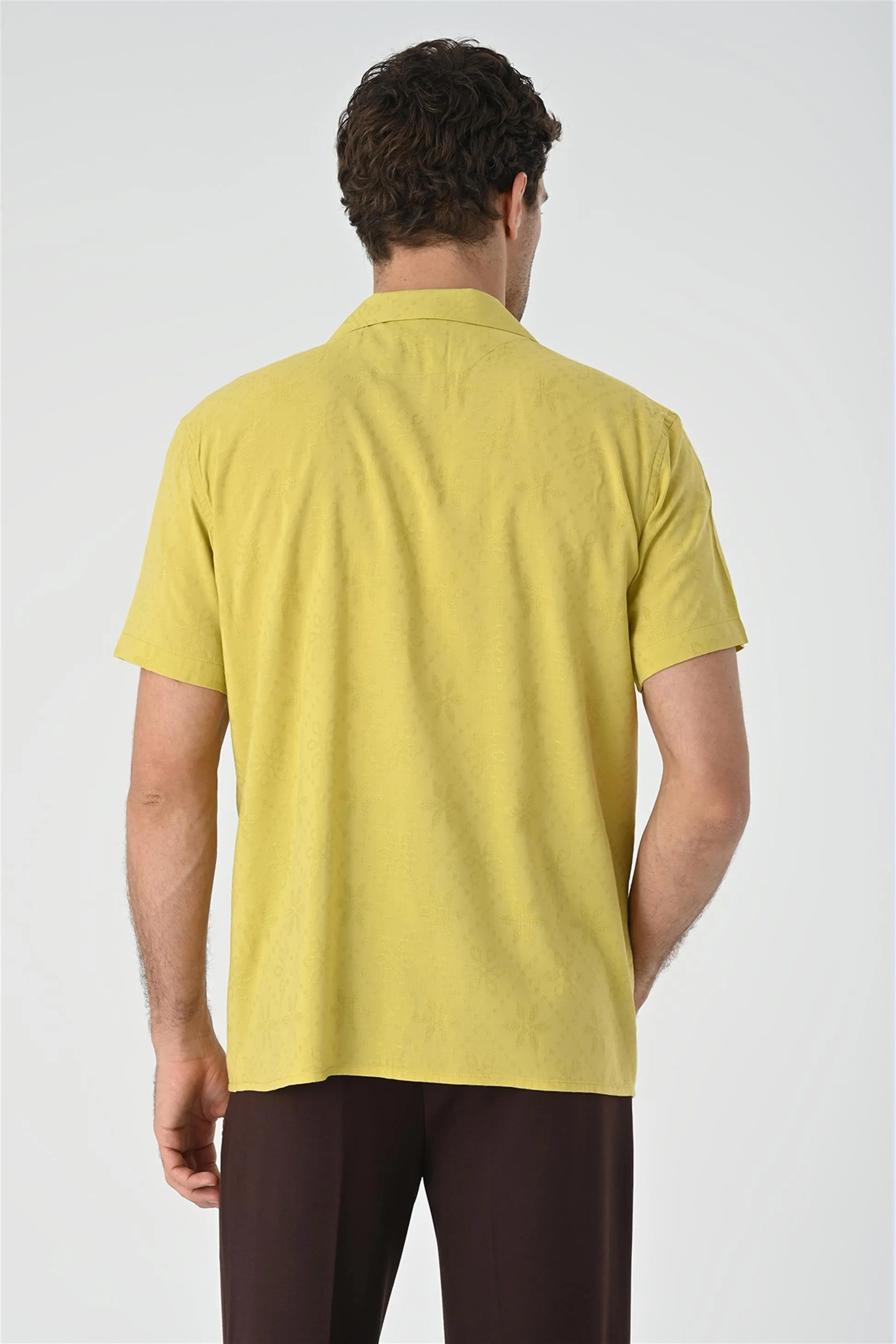 Saffron Knitted Patterned Men's Shirt with Camp Collar - Wessi sold by Wessi product image thumbnail 5