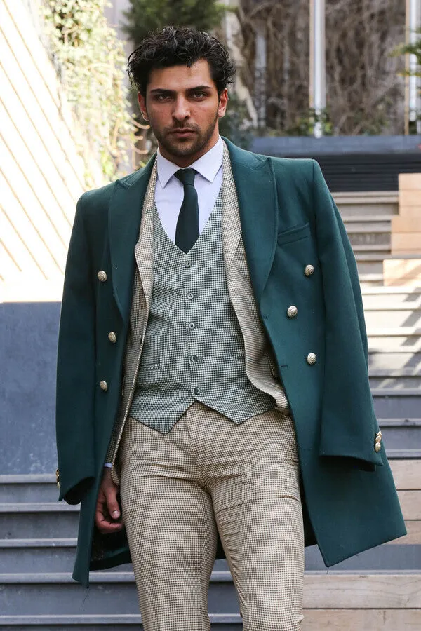 Checked Patterned Slim Fit Beige Men Suit - Wessi sold by Wessi product image thumbnail 4