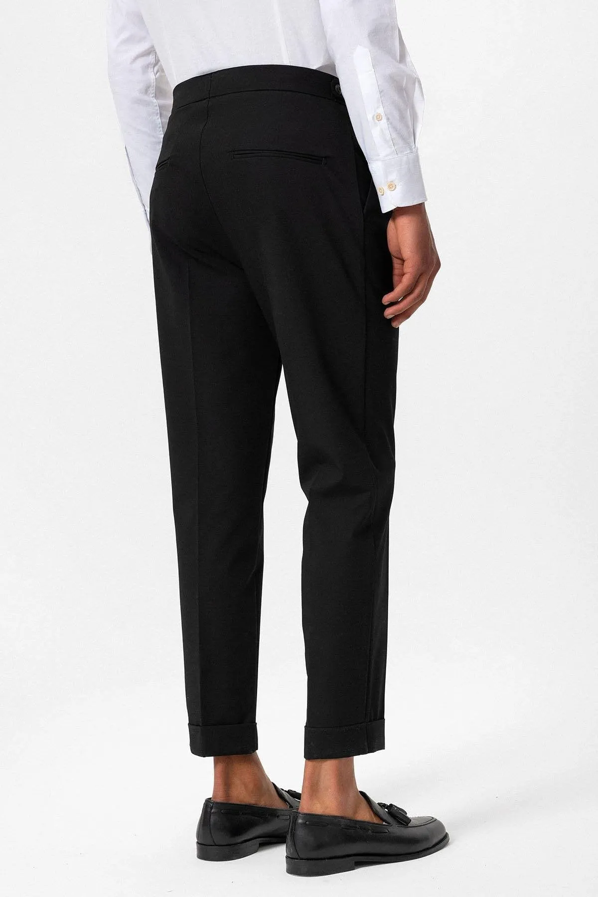 Black High Waist Buckle Closure Pleated Men's Trousers - Wessi sold by Wessi product image thumbnail 5