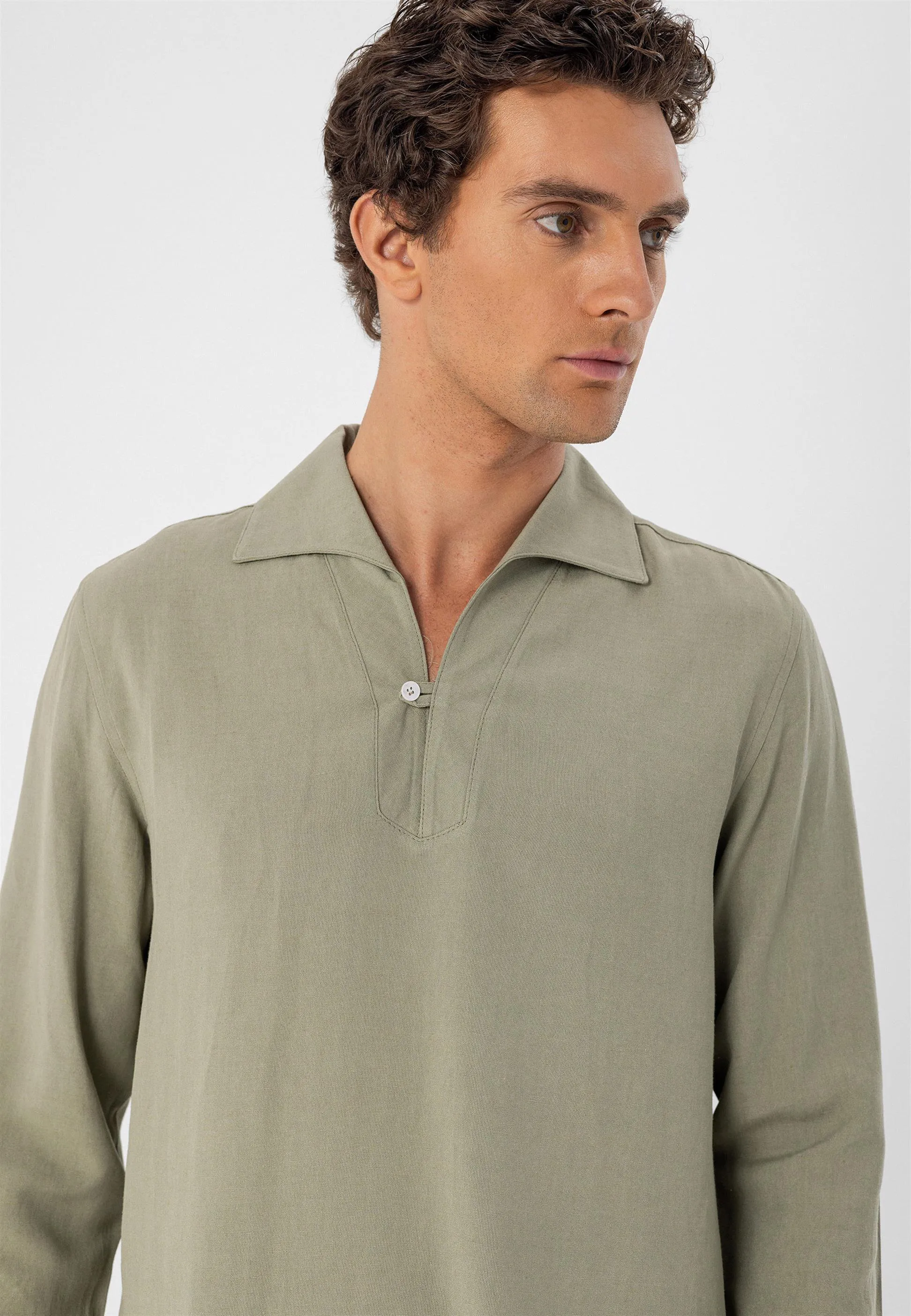 Light Khaki Button Detailed Men's Shirt - Wessi sold by Wessi product image thumbnail 5
