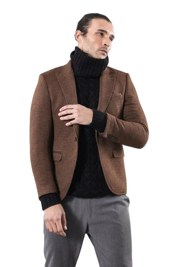 Brown Slim Fit Jacket for Men | Wessi sold by Wessi