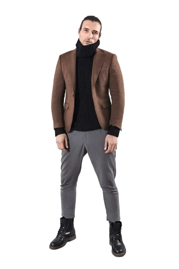 Brown Slim Fit Jacket for Men | Wessi sold by Wessi product image thumbnail 3