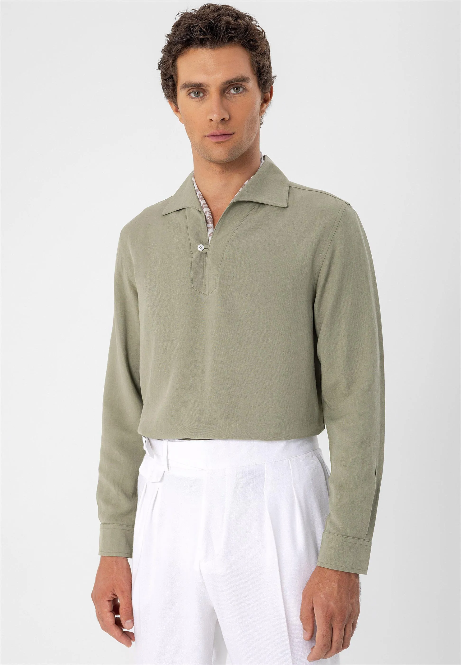 Light Khaki Button Detailed Men's Shirt - Wessi sold by Wessi
