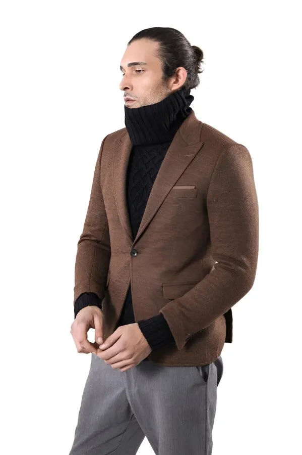 Brown Slim Fit Jacket for Men | Wessi sold by Wessi product image thumbnail 5