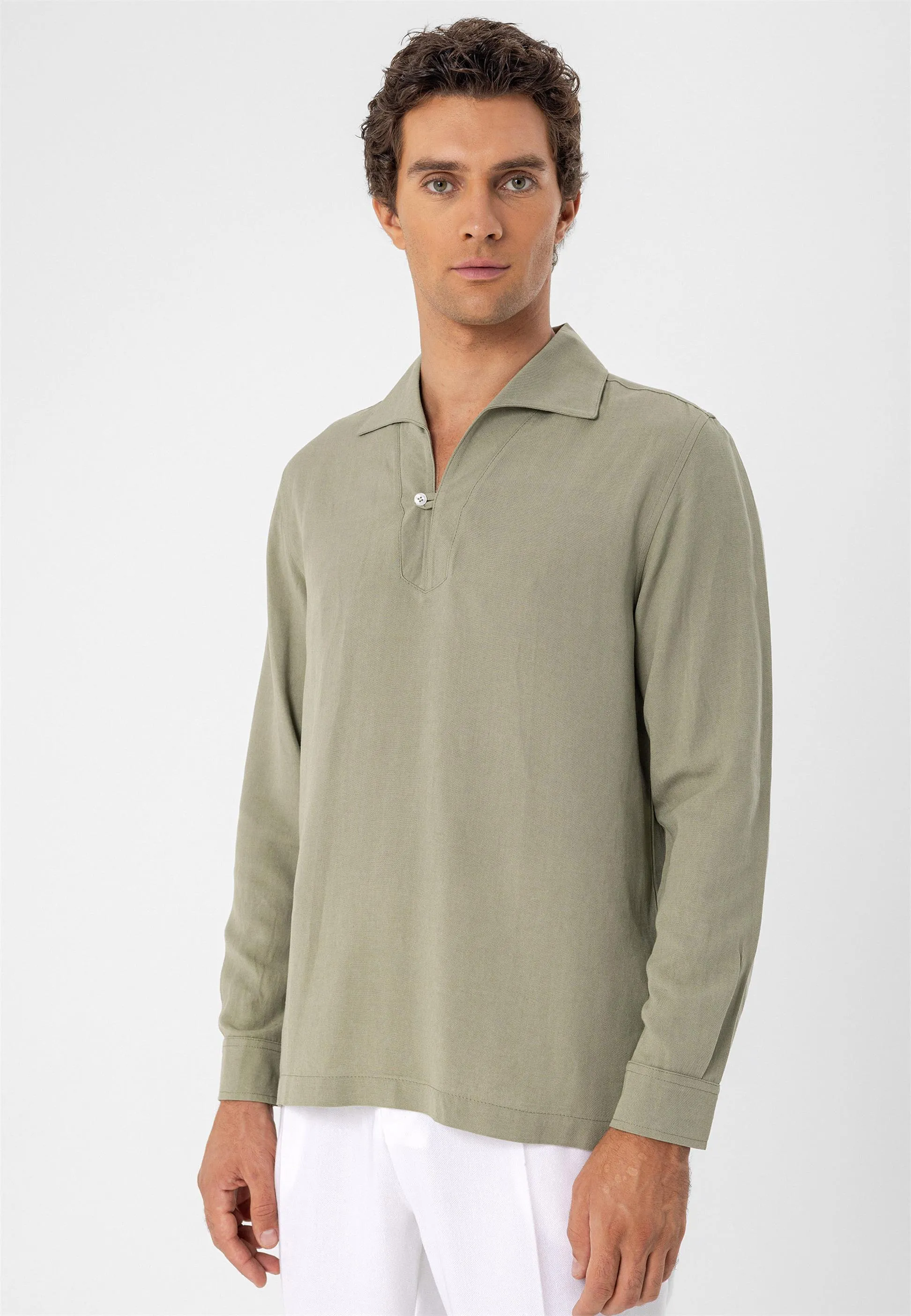 Light Khaki Button Detailed Men's Shirt - Wessi sold by Wessi product image thumbnail 3