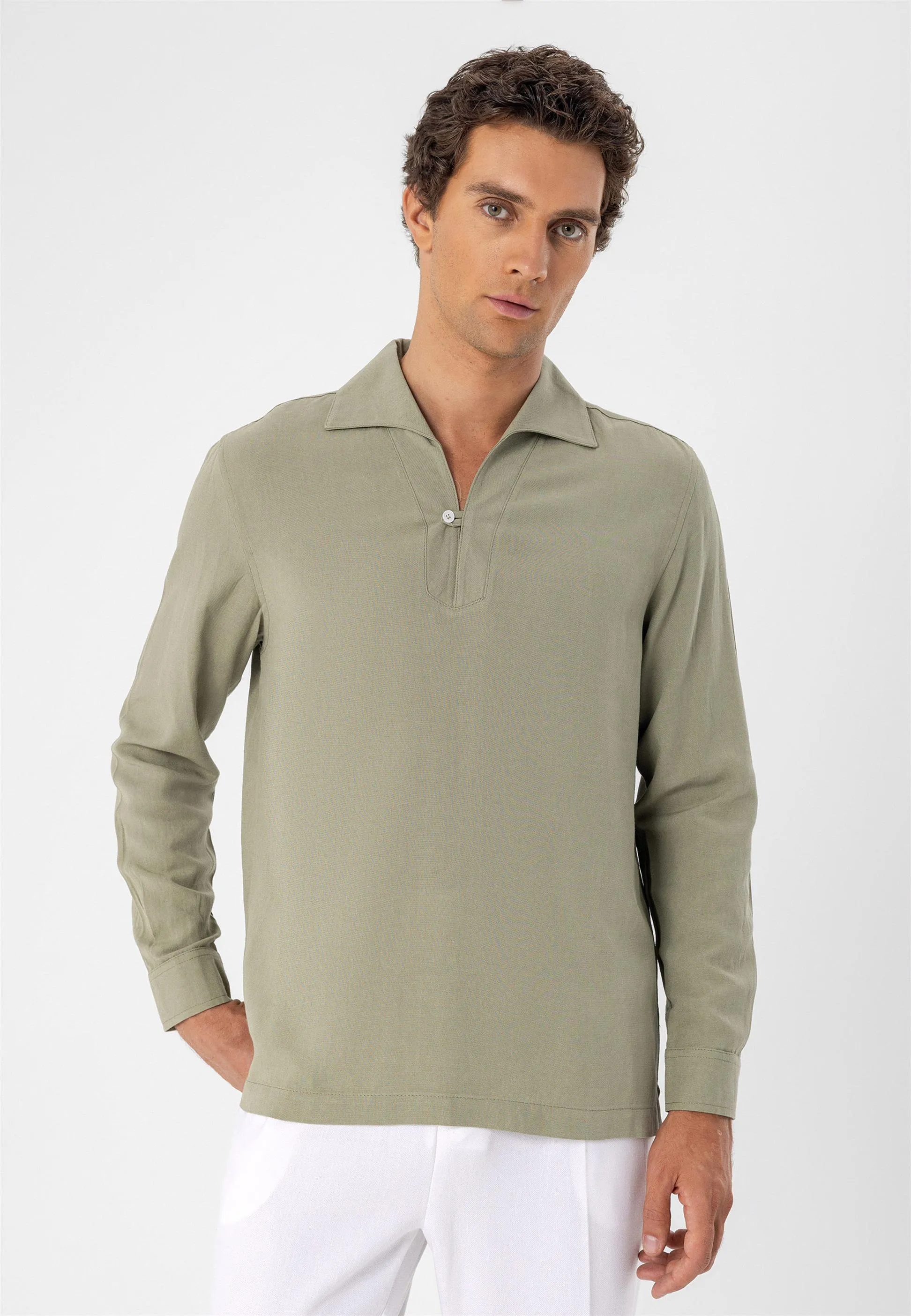 Light Khaki Button Detailed Men's Shirt - Wessi sold by Wessi product image thumbnail 4