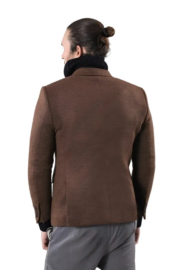 Brown Slim Fit Jacket for Men | Wessi sold by Wessi product image thumbnail 4