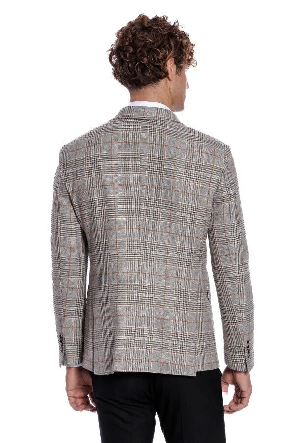 Checked Double Breasted Brown Men Blazer - Wessi sold by Wessi product image thumbnail 4