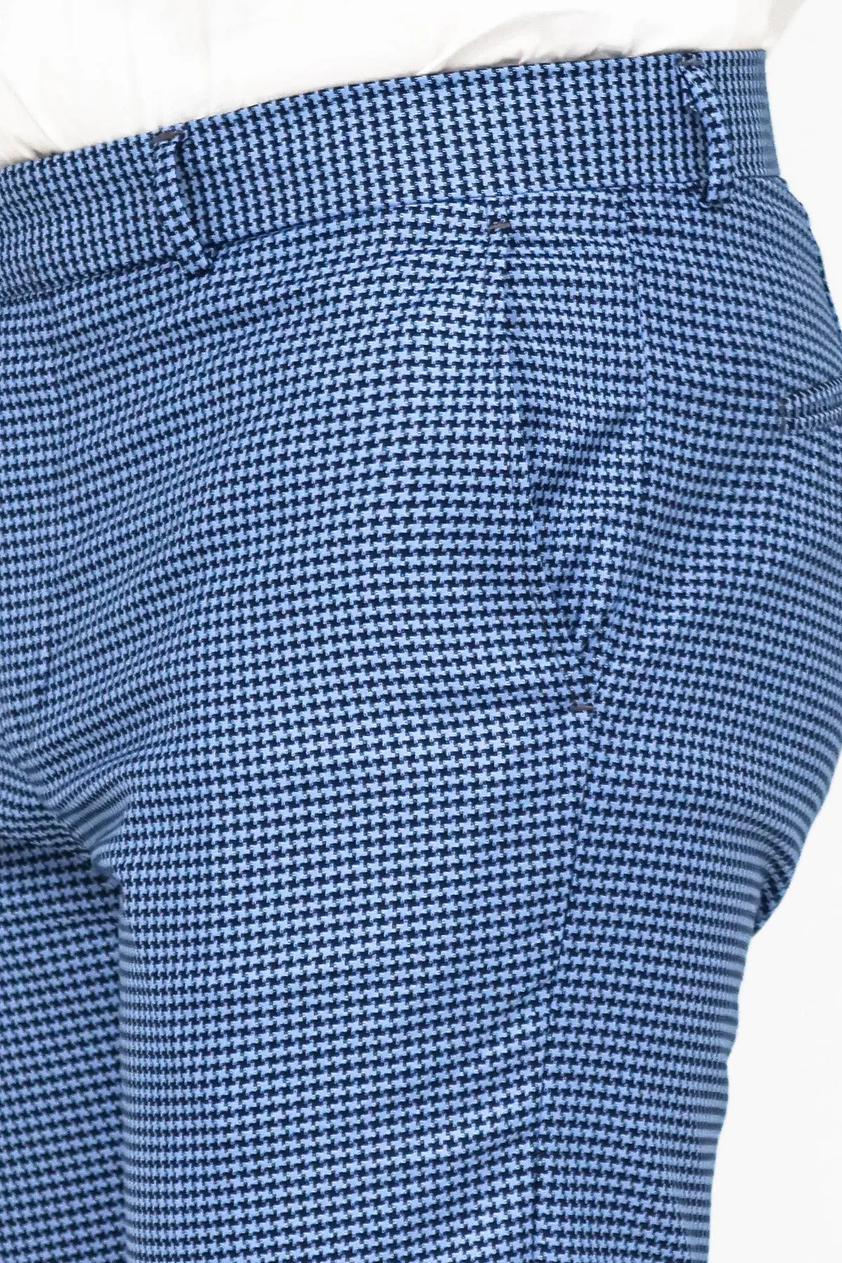 Houndstooth Patterned Indigo Blue Men Pants - Wessi sold by Wessi product image thumbnail 2