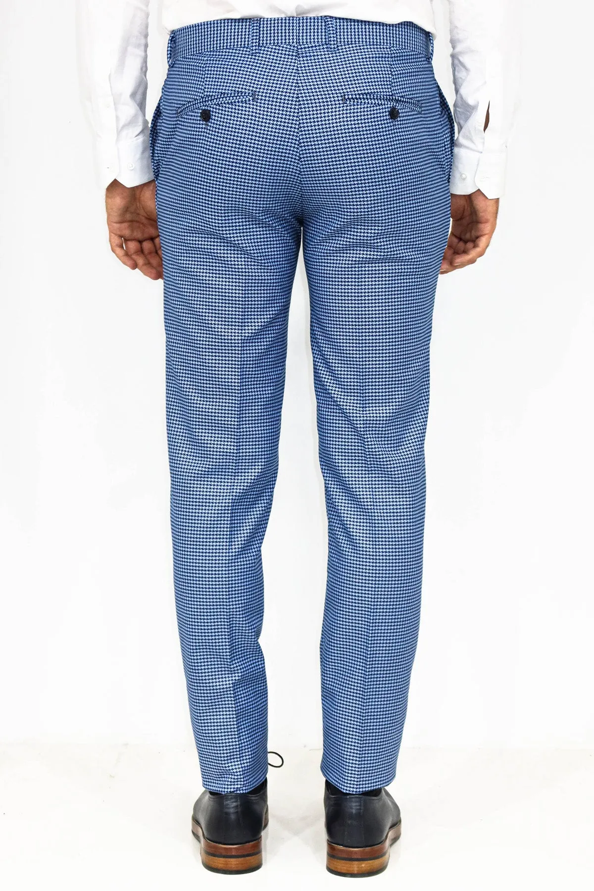 Houndstooth Patterned Indigo Blue Men Pants - Wessi sold by Wessi product image thumbnail 5