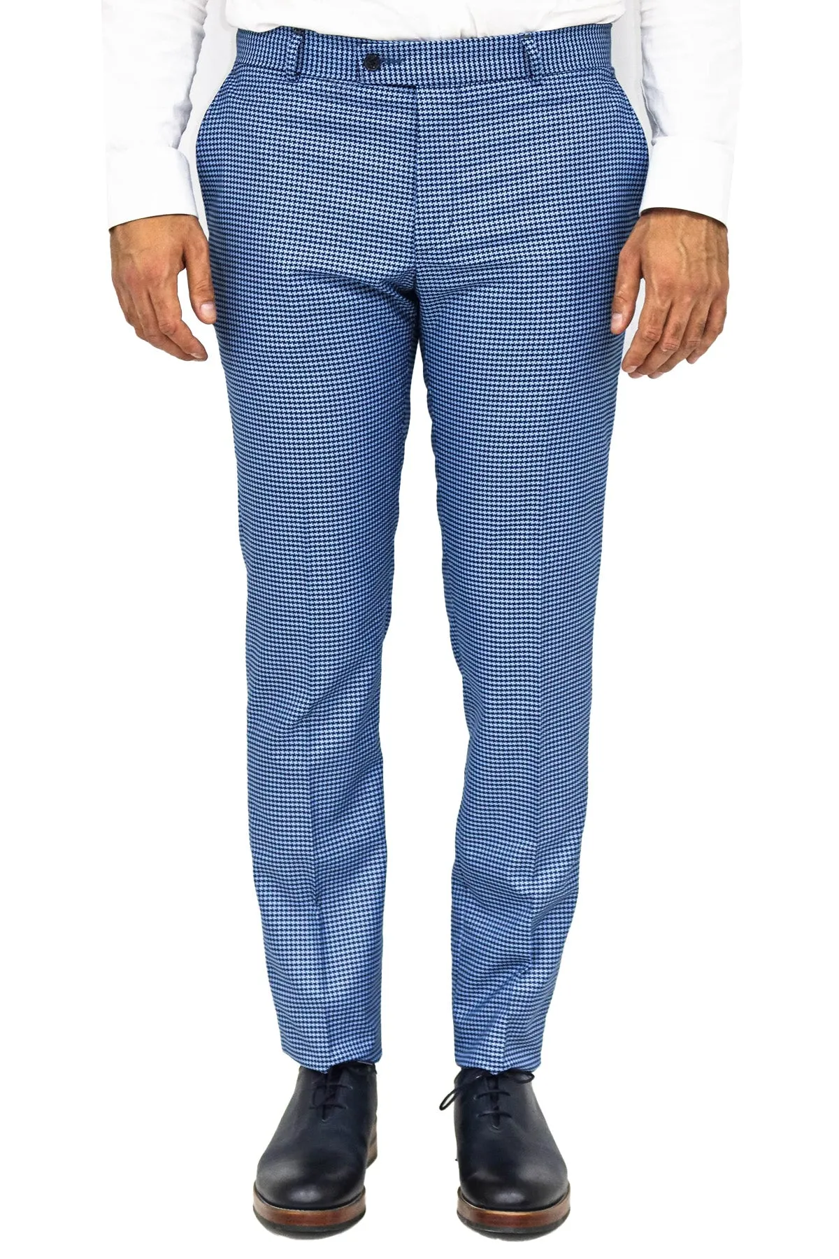 Houndstooth Patterned Indigo Blue Men Pants - Wessi sold by Wessi