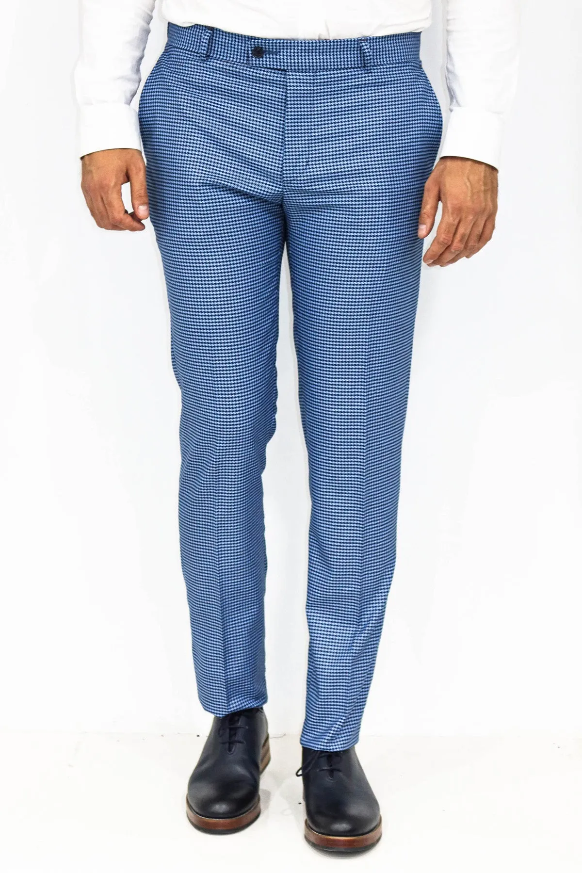 Houndstooth Patterned Indigo Blue Men Pants - Wessi sold by Wessi product image thumbnail 3