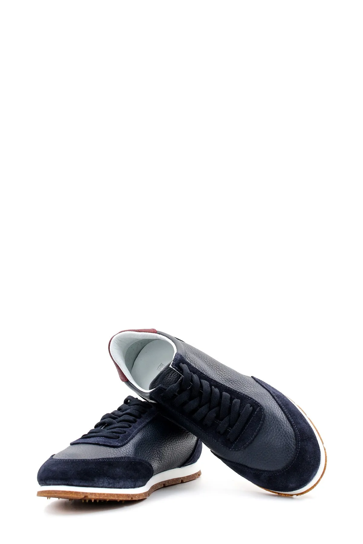 Men's Navy Leather and Suede Sneakers with Gum Sole - Wessi sold by Wessi product image thumbnail 4