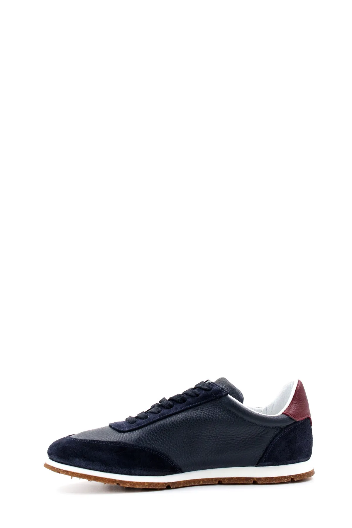 Men's Navy Leather and Suede Sneakers with Gum Sole - Wessi sold by Wessi