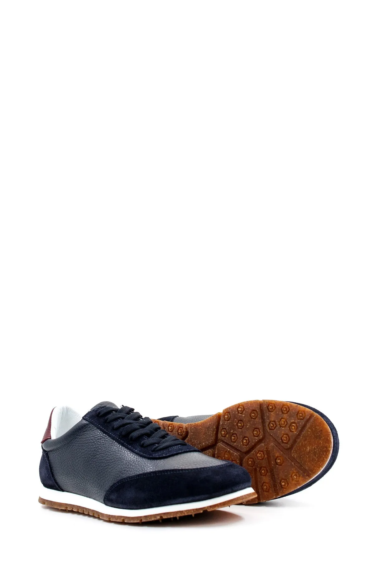 Men's Navy Leather and Suede Sneakers with Gum Sole - Wessi sold by Wessi product image thumbnail 3