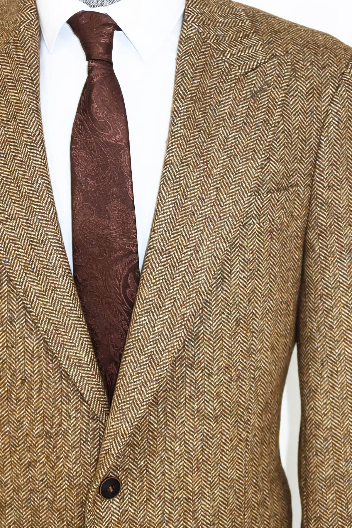 Houndstooth Pattern Wool Light Brown Men Blazer - Wessi sold by Wessi product image thumbnail 2