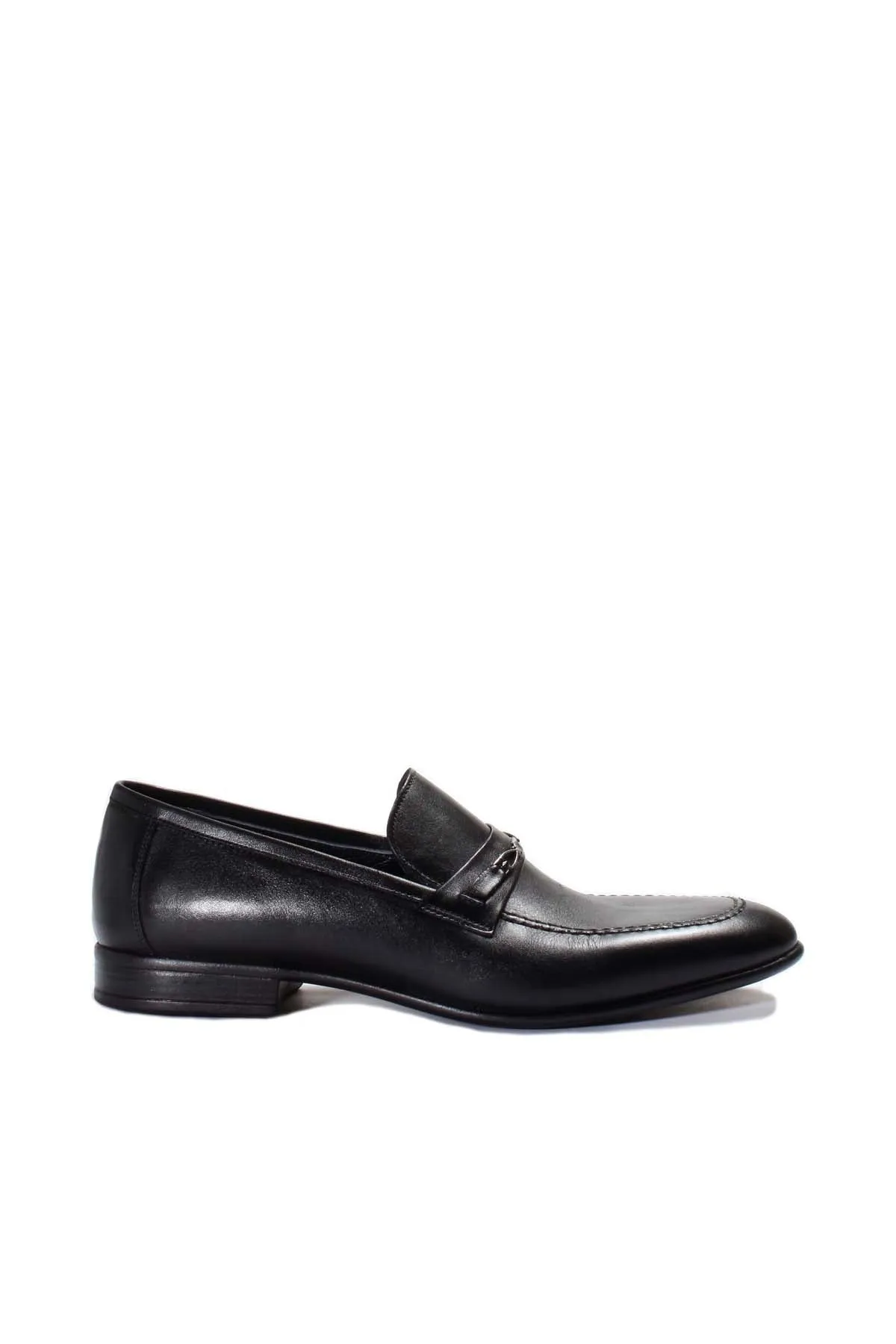 Men's Black Leather Loafers with Decorative Metal Accent - Wessi sold by Wessi product image thumbnail 2