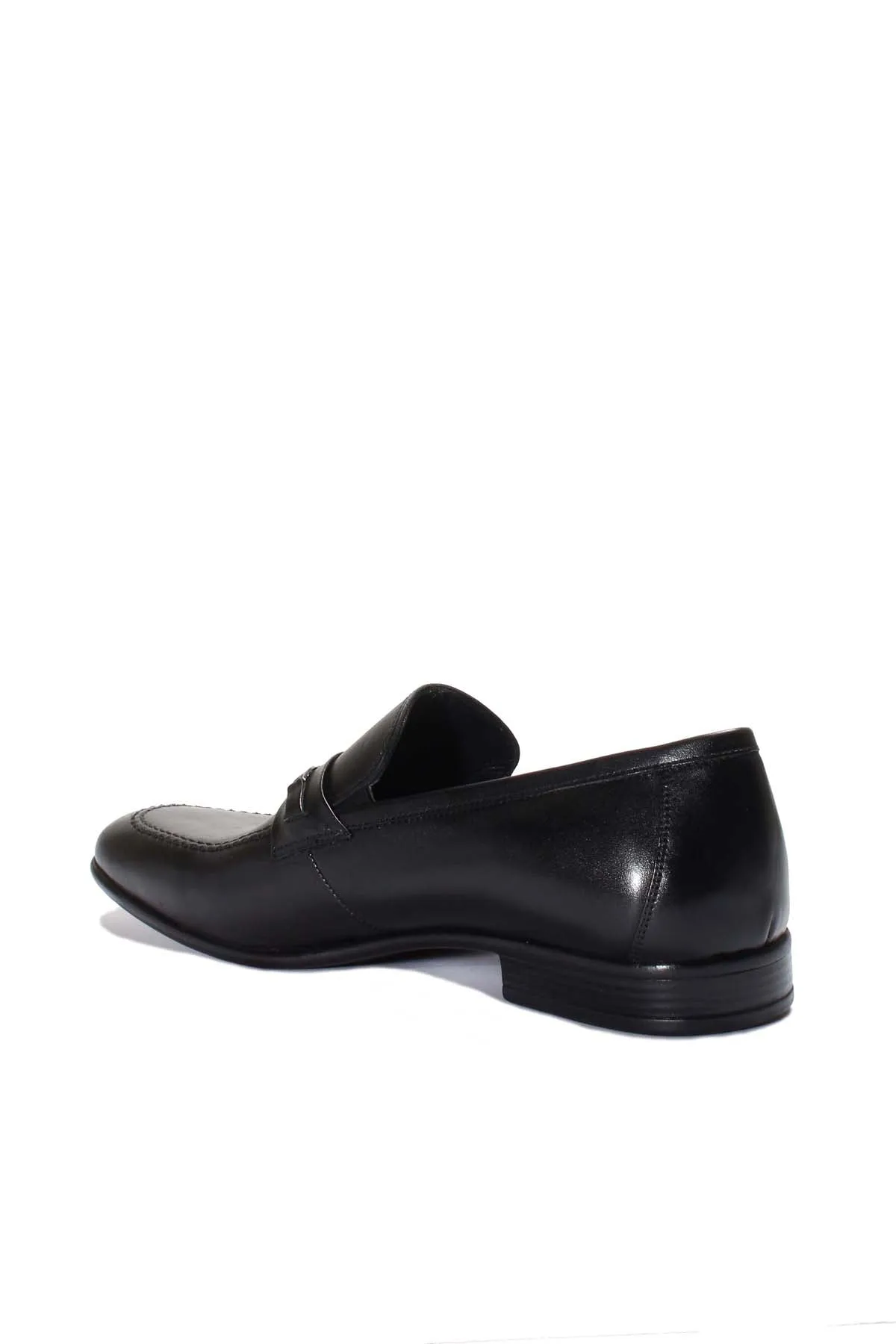 Men's Black Leather Loafers with Decorative Metal Accent - Wessi sold by Wessi product image thumbnail 3
