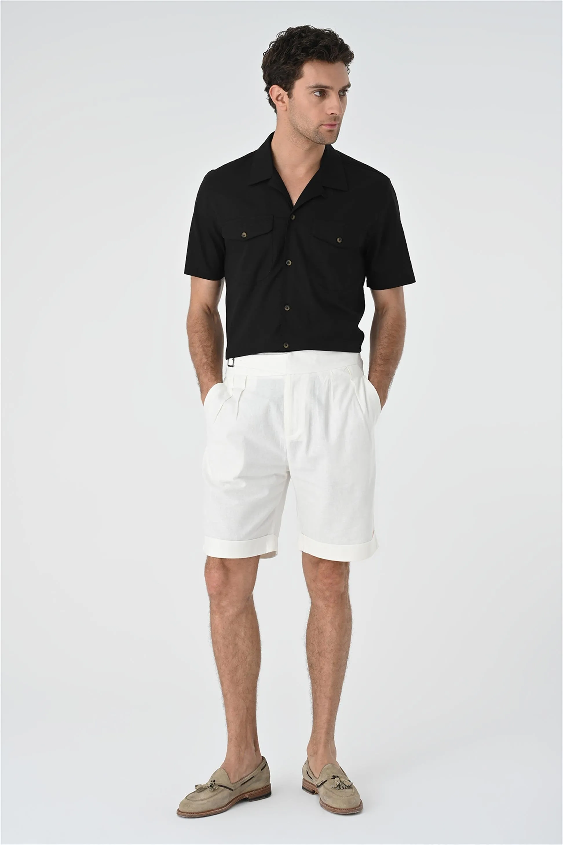 Black Camp Collar Pocket Detailed Men's Shirt - Wessi sold by Wessi