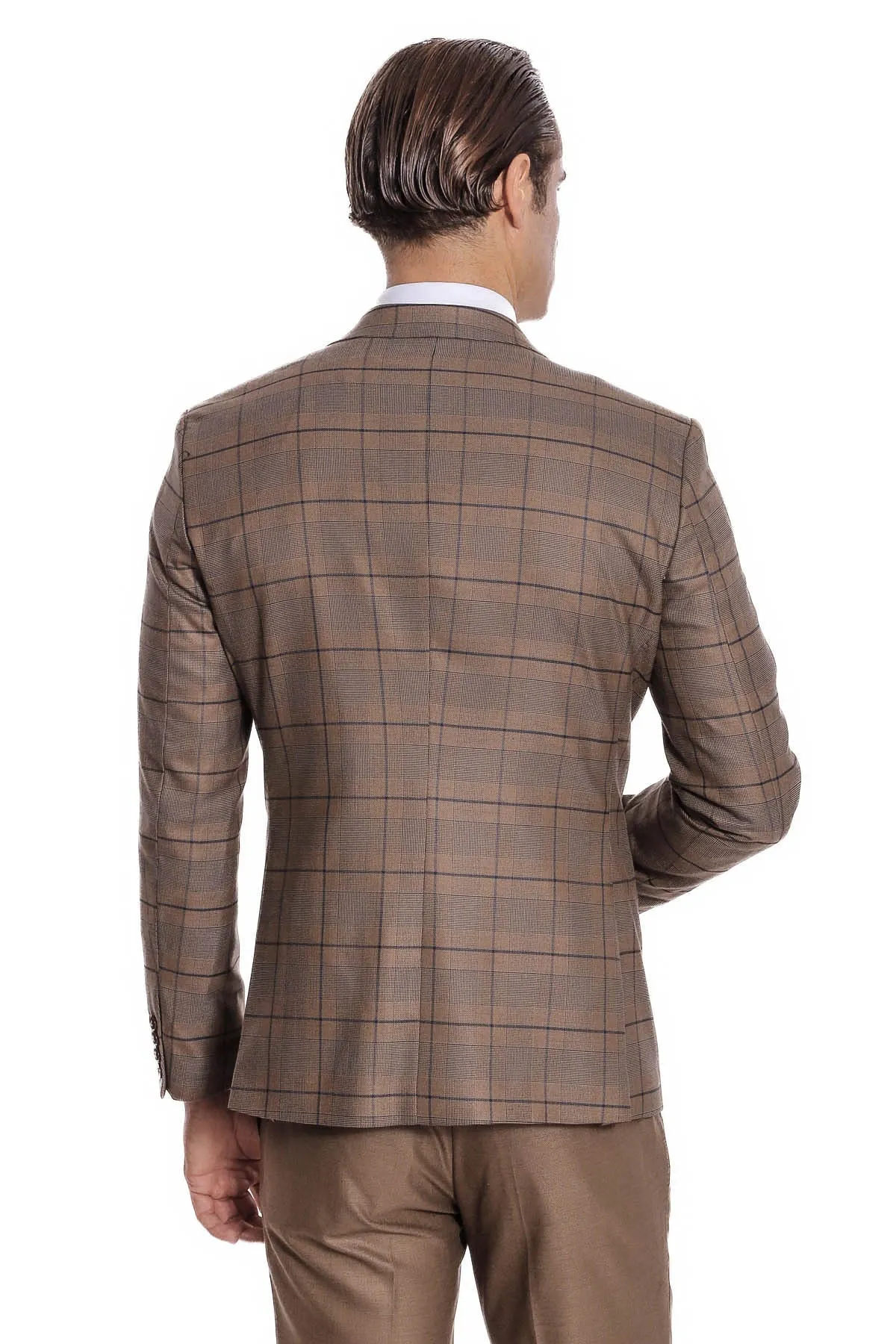 Slim Fit Checked Brown Men Suit - Wessi sold by Wessi product image thumbnail 3