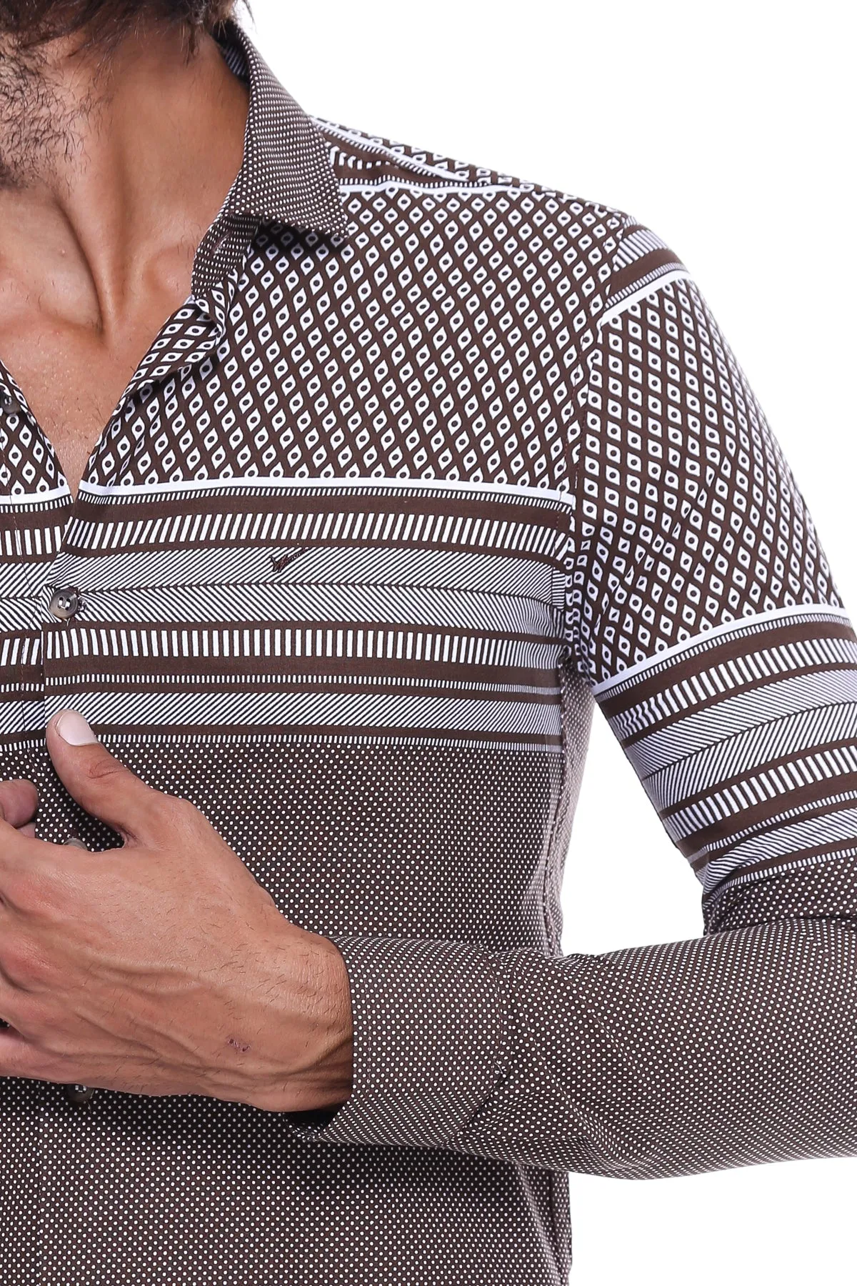 Brown Diamond Patterned Shirt - Wessi sold by Wessi product image thumbnail 4