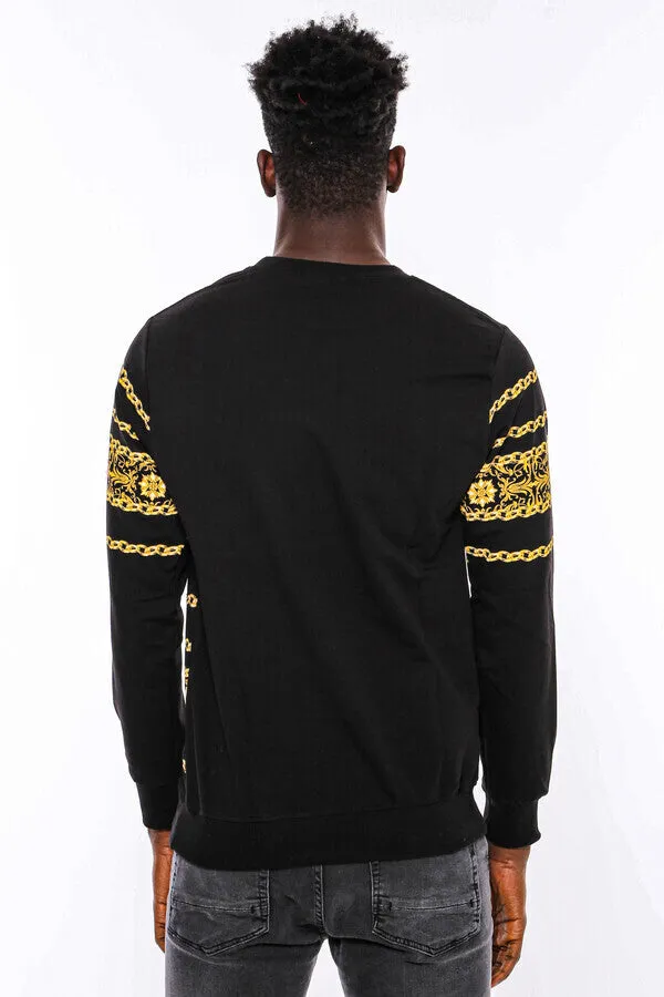 Patterned Slim Fit Black Yellow Sweatshirt - Wessi sold by Wessi product image thumbnail 3
