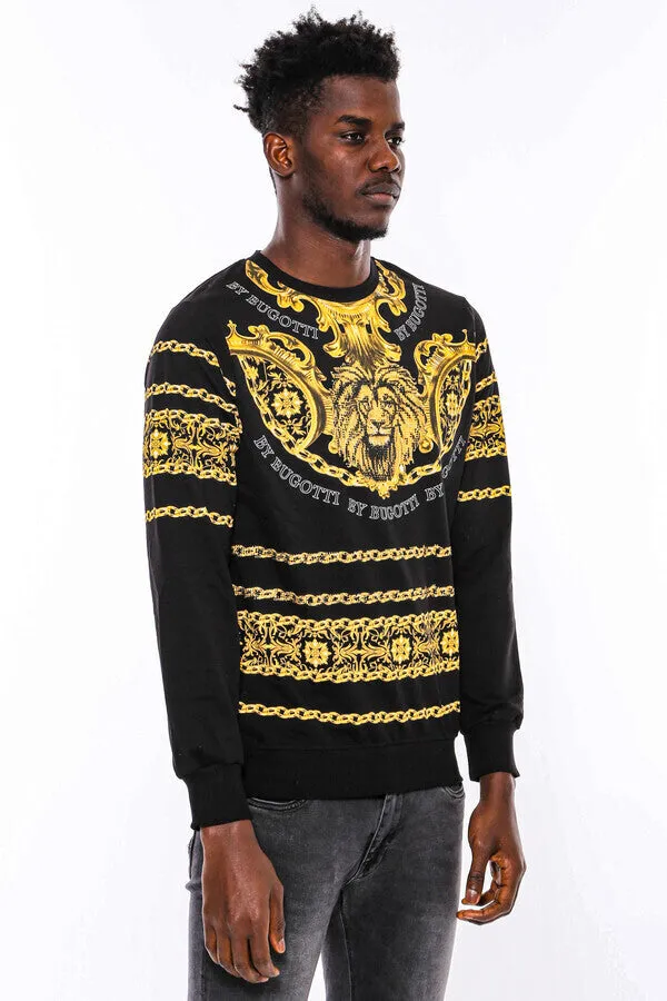 Patterned Slim Fit Black Yellow Sweatshirt - Wessi sold by Wessi product image thumbnail 4