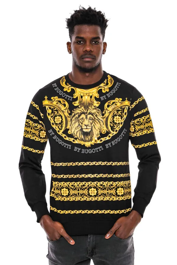 Patterned Slim Fit Black Yellow Sweatshirt - Wessi sold by Wessi