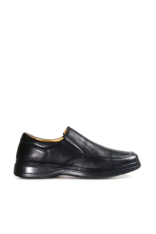 Men's Black Leather Slip-On Shoes with Cushioned Sole - Wessi sold by Wessi